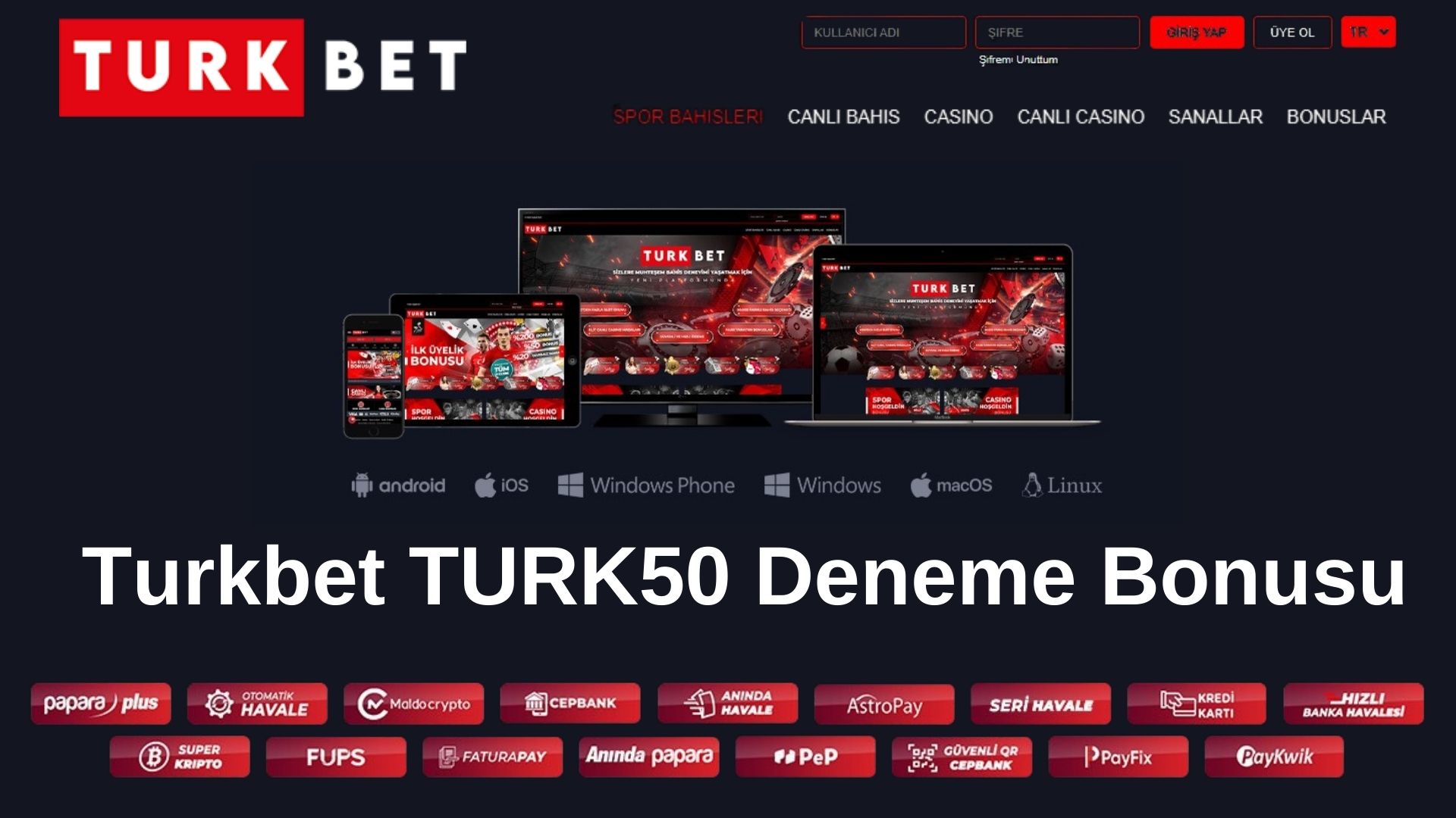 Turkbet TURK50 Deneme Bonusu