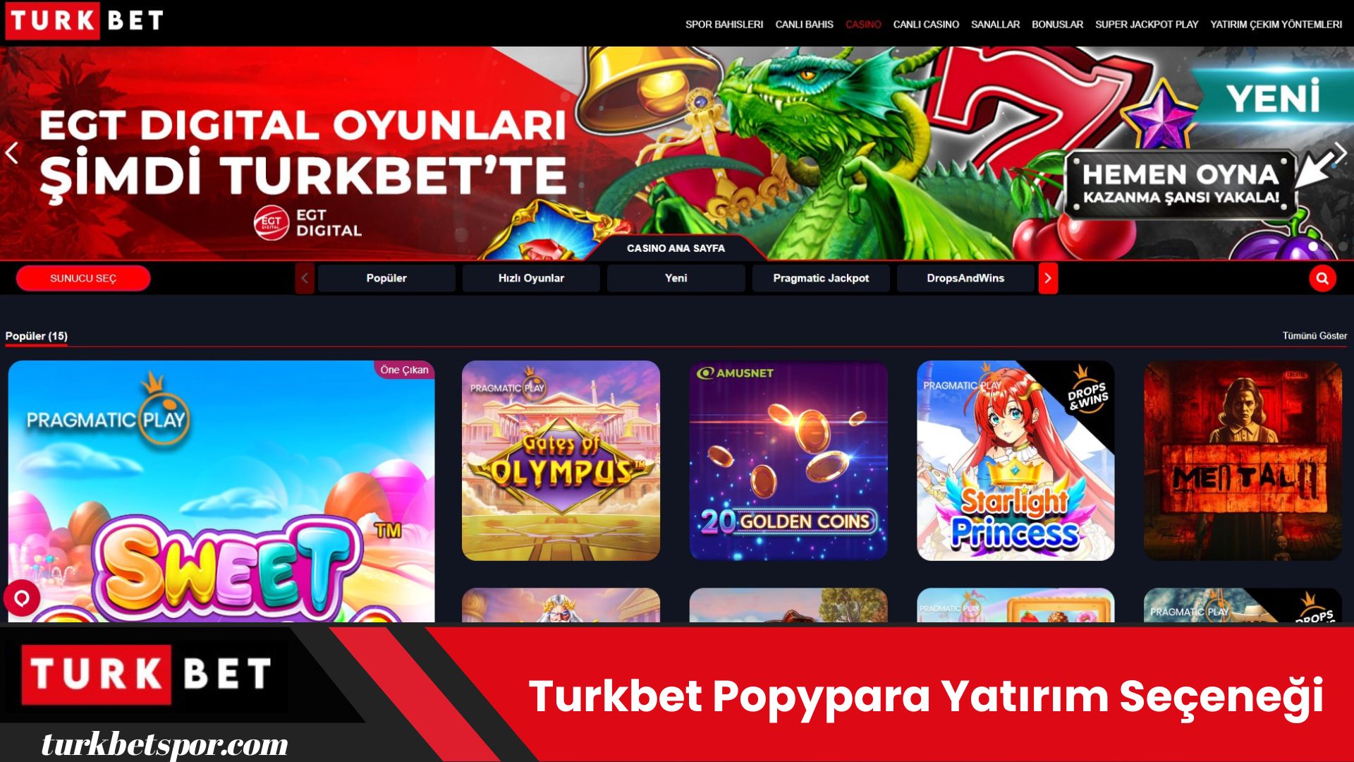 Turkbet Popypara Yatırım Seçeneği
