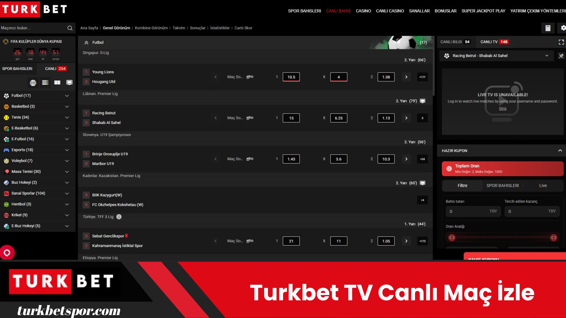Turkbet TV Canlı Maç İzle